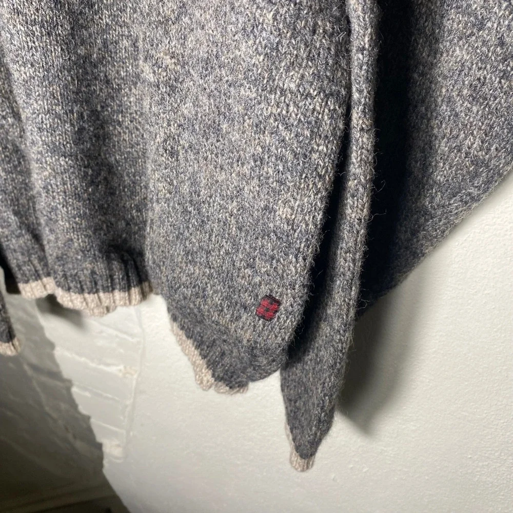 Woolrich Mens XL V-Neck Wool Blend Sweater Charcoal Mix‎ Knit Pullover